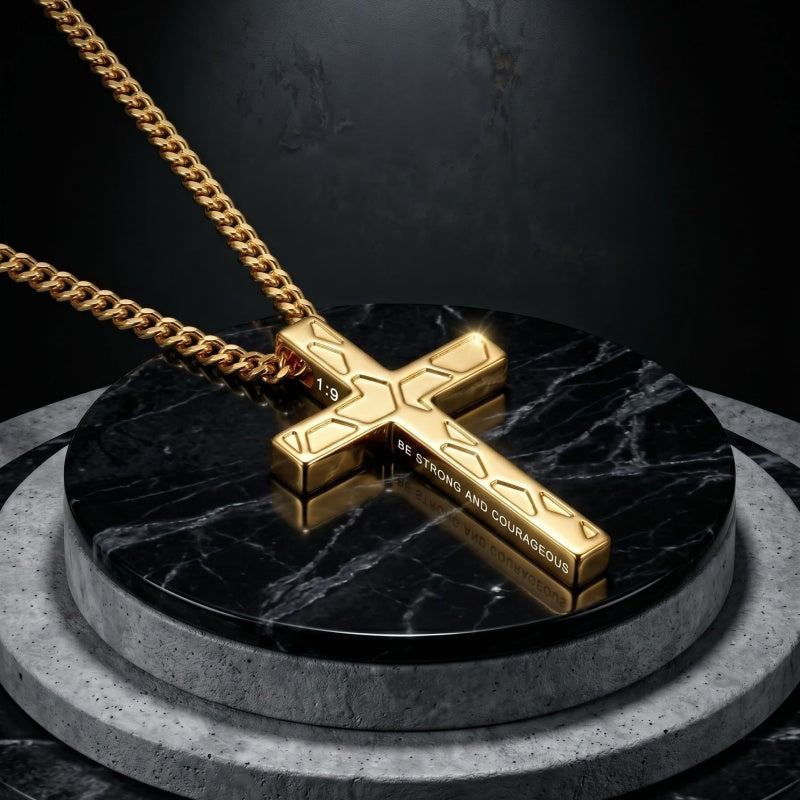 14K Gold Plated Soccer Football Basketball Baseball Cross  with Bible Verses Religious Pendant Necklace for Men