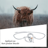 Highland Cow Bracelet 925 Sterling Silver Cute Highland Cow Gifts for Women Girls