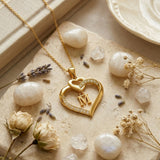 Heart Initial A-Z Pendant Necklace for 14K Gold Plated Women Initials Jewelry Gifts