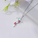 Sterling Silver Cross Moonstone Dragonfly Butterfly Bee Hummingbird Ladybug Pendant  Necklace for Women
