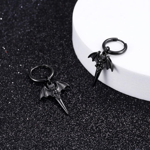 Sterling Silver Feather Arrow  Skull Spider Bat Scorpion Hoop Earrings Halloween Christmas Gift