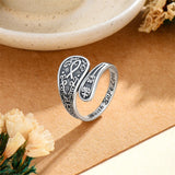Sterling Silver Dragonfly Jesus Fish Adjustable Spoon Ring for Women