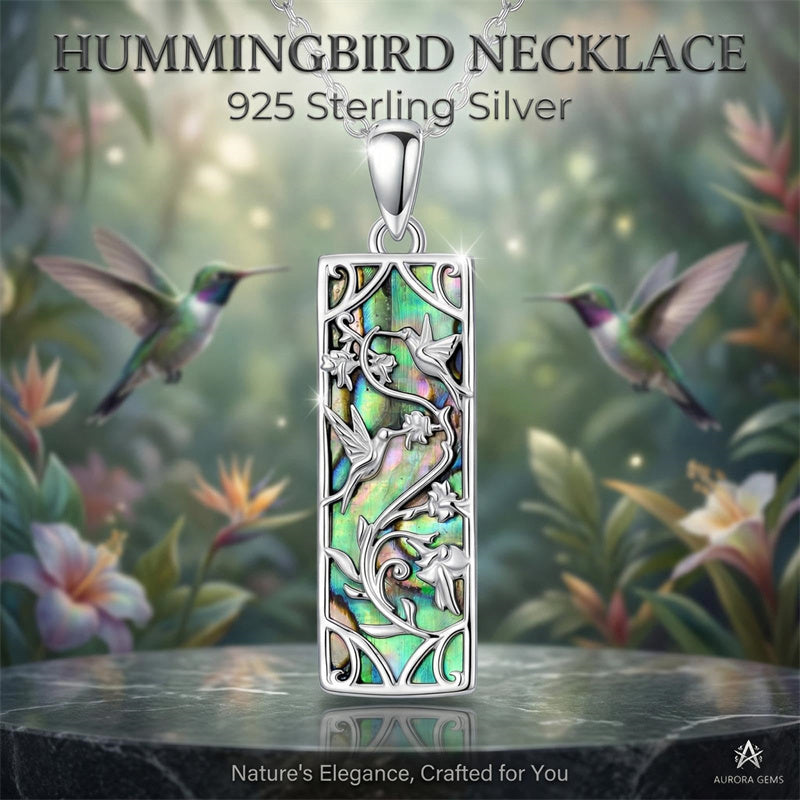Sterling Silver Abalone Shell Bar Cardinal Bee Butterfly Hummingbird Dragonfly Phoenix Pendant Necklace for Women