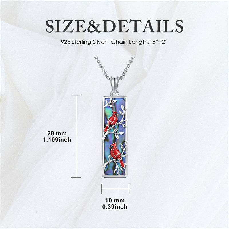 Sterling Silver Abalone Shell Bar Cardinal Bee Butterfly Hummingbird Dragonfly Phoenix Pendant Necklace for Women