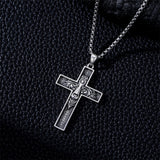 Sterling Silver Wooden Lion Orthodox Sword Wolf Cross Pendant Necklace