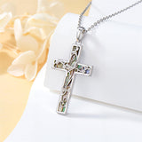 Sterling Silver Abalone Shell Bee Butterfly Dragonfly  Hummingbird Ladybug Cross Pendant Necklace for Women