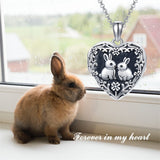Rabbit Locket Necklace for Women 925 Sterling Silver Personalized Photo Heart Shaped Locket Necklace That Holds Pictures