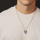 Sterling Silver Faith Bible Lion Pendant Necklace for Men