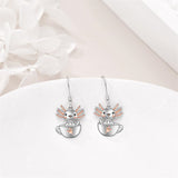 Drop Earrings for Women 925 Sterling Silver Teacup Dangle Earrings for Girls Cute Animal Earrings Animal Jewelry Gift