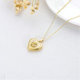 10K 14K 18K Solid Gold Heart Personalized Photo Starburst Cross Rose Wings Butterfly Turtle Celtic Pendant Necklace