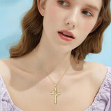 14K Gold Plated Birthstone Infinity  Cross Pendant NecklaceJewelry for Women