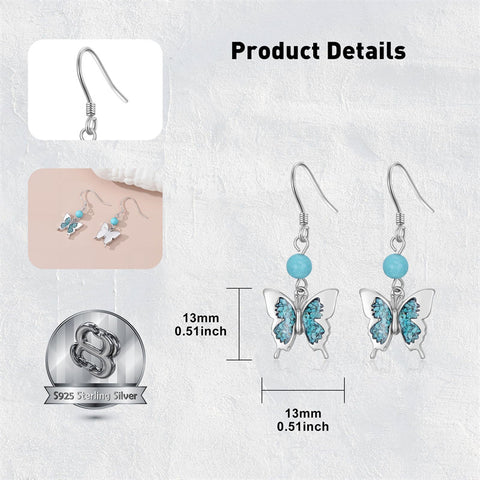 Sterling Silver Turquoise Owl Dragonfly Butterfly Hummingbird Dangle Earrings