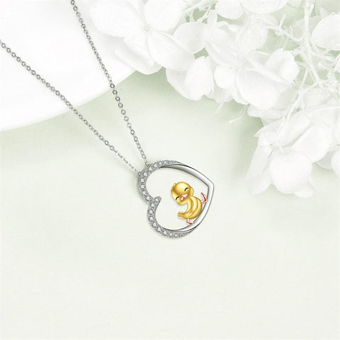 Sterling Silver Duck Pendant Necklace