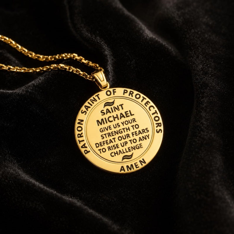 Patron Saint Medal Gold Plated Catholic Pendant Christian Religious Necklace Amulet Jewelry