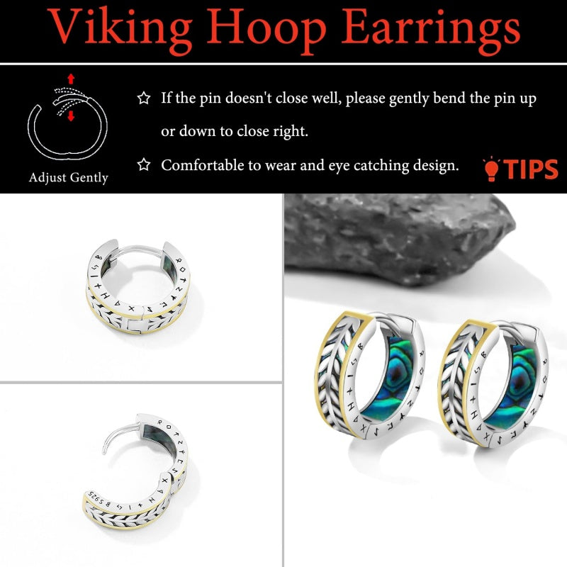 14K Gold Plated  Viking Hoop Earrings