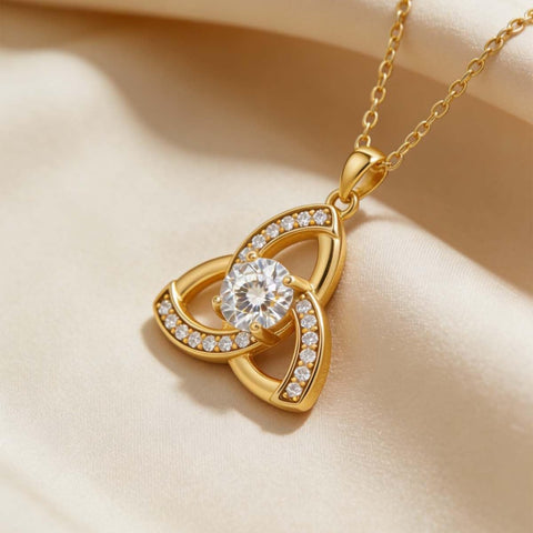 14K Gold Plated Celtic Knot Pendant Necklace Irish Jewelry Gift for Her