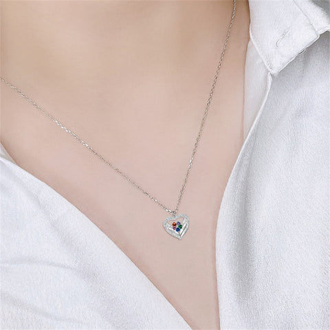 Copper Sterling Silver Simulated Birthstone Name Pendant Necklace for Mom