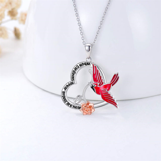 Sterling Silver Animal Necklace Red Cardinal Necklace for Women Girls Friends Animals Pendant Jewelry Mothers Day Gifts