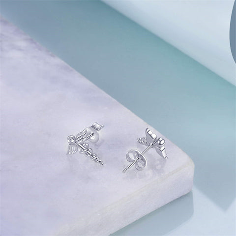 Sterling Silver Medical Symbol Studs Earrings