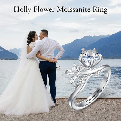 Sterling Silver Moissanite 12 Months Birthflowers Ring