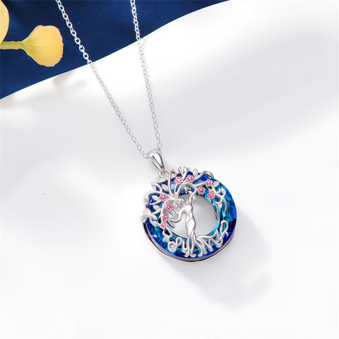 Sterling Silver Crystal Tree of Life Family Pendant Necklace for 1 to 5 Children