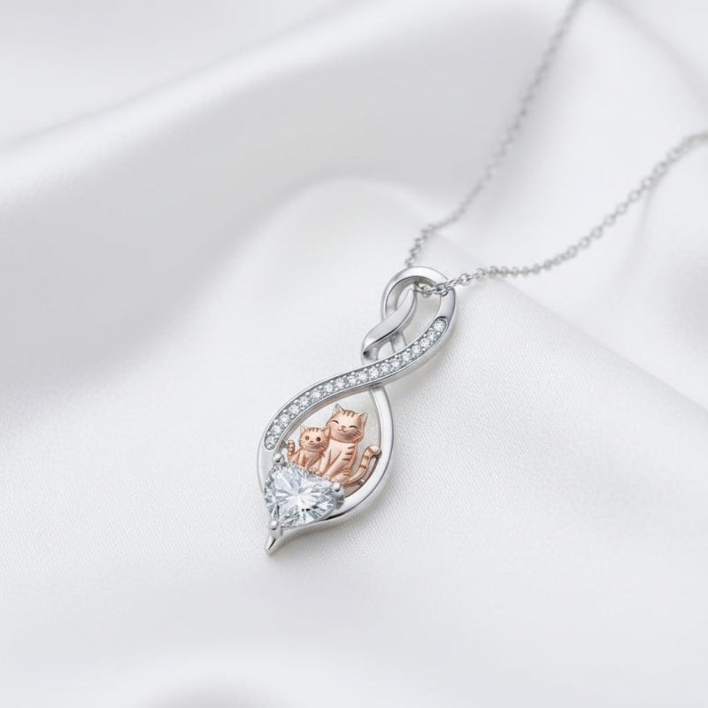 Sterling Silver 12 Month Birthstone Infinity Heart Animal Pendant Necklace Christmas Birthday Jewelry Gift