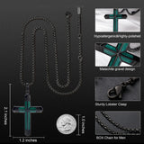 14K Gold Plated Turquoise Malachite Cross Necklace for Men Christianity Cross Jewelry