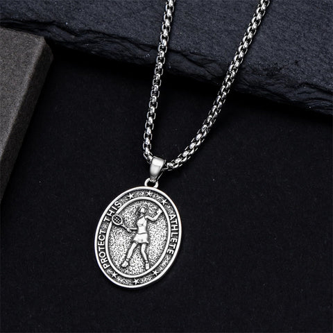 Sterling Silver Baseball Soccer Hockey Football Basketball Taekwondo Tennis Golf Runner Pendant Necklace