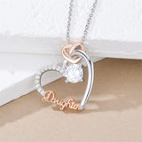 Sterling Silver Mother Daughter Pendant Necklace Engraved with Love You