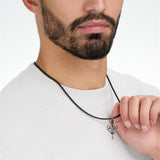 Sterling Silver Cross Deer Antler Fish Hook Hunting Pendant Necklace for Men