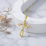 14K Gold Plated Cross Pendant Necklace Faith Jewelry Gift for Women