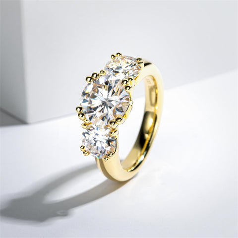 Sterling Silver 3 Stone 3CT/5CT Moissanite Engagement Ring Promise Anniversary Ring for Women