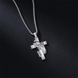 Sterling Silver Bass Fish Cross Pendant  Necklace for Men