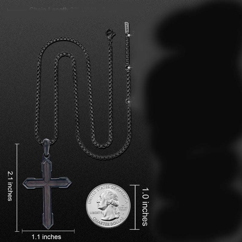 14K Gold Plated Wooden Cross Necklace  Christian Jewelry Gifts for Men