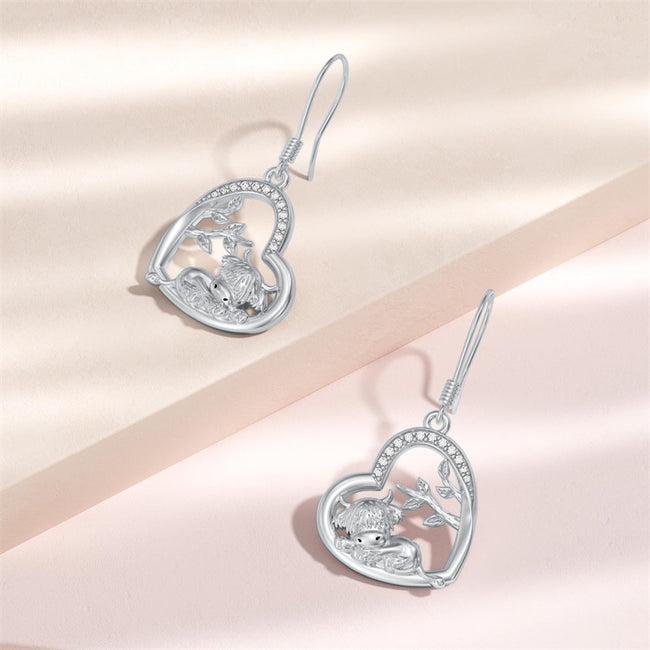 Highland Cow Earrings for Women 925 Sterling Silver Cow Themed Dangle Earrings Highland Cow Jewelry Gifts for Cow Lovers