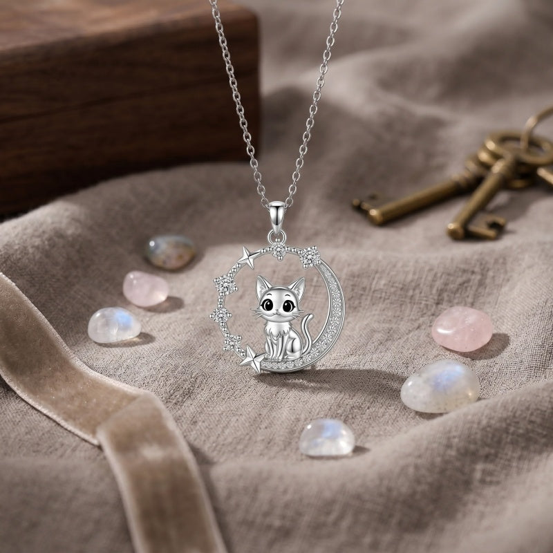 Sterling Silver Cubic Zirconia Raccoon Cat Dog Corgi Otter Highland Cow Pendant Necklace Gift for Birthday Christmas