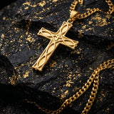Cross Pendant Necklace for Men 14K Gold Plated Minimalist Christian Jewelry Religious Gift