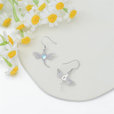 Sterling Silver Dragonfly Drop Earrings