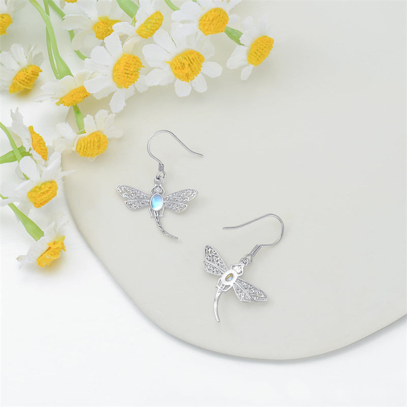 Sterling Silver Dragonfly Drop Earrings