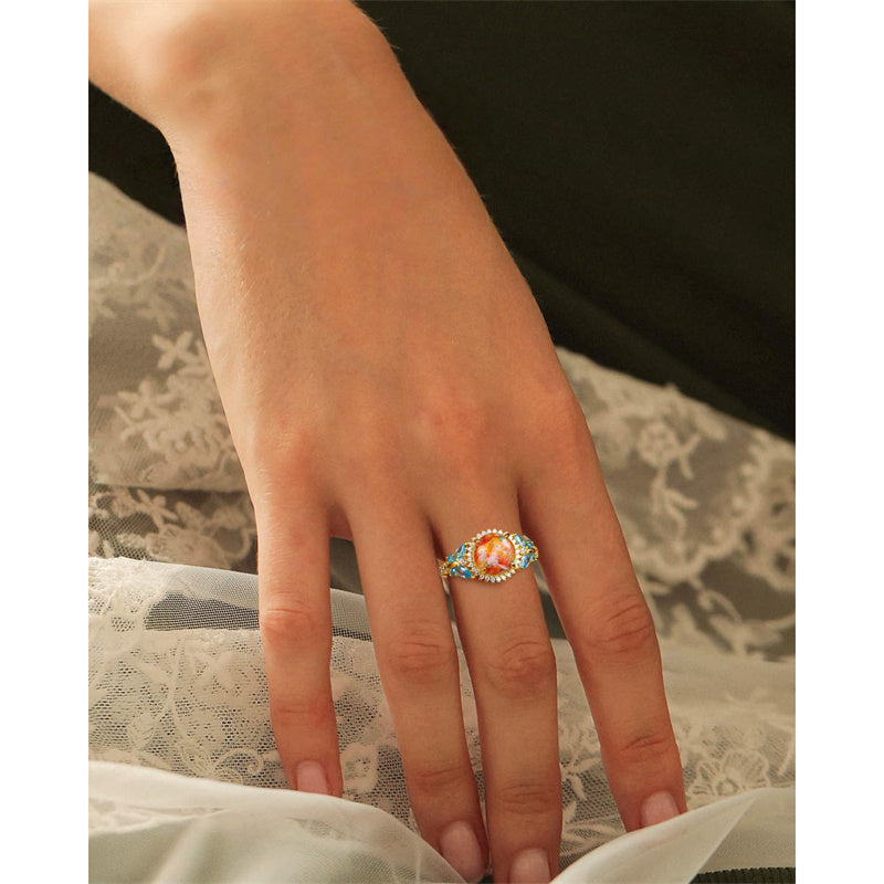 Sterling Silver Cushion Marquise Pear Round Oval Cut Turquoise Engagement Ring for Women