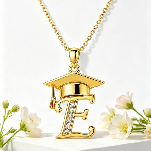 Initial  Graduation 14K Gold Plated Inspiring Grad Pendant Necklace Graduations Jewelry Gifts