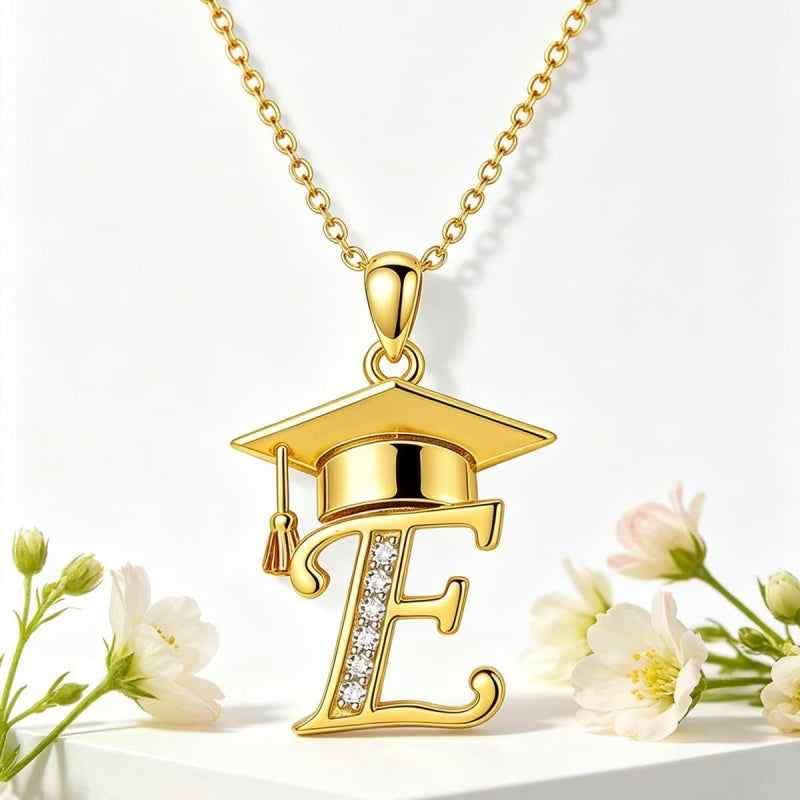 Initial  Graduation 14K Gold Plated Inspiring Grad Pendant Necklace Graduations Jewelry Gifts
