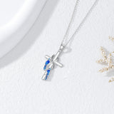 Sterling Silver  Hummingbird Blue Jay Dragonfly Butterfly Cross Necklace Engraved with I Love You Forever