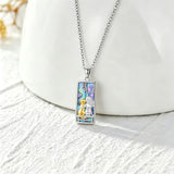 Sterling Silver Abalone Shell Tarot Card Pendant Necklace Gifts for Birthday Halloween Anniversary Valentine’s Day