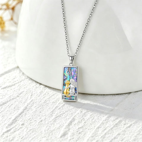 Sterling Silver Abalone Shell Tarot Card Pendant Necklace Gifts for Birthday Halloween Anniversary Valentine’s Day