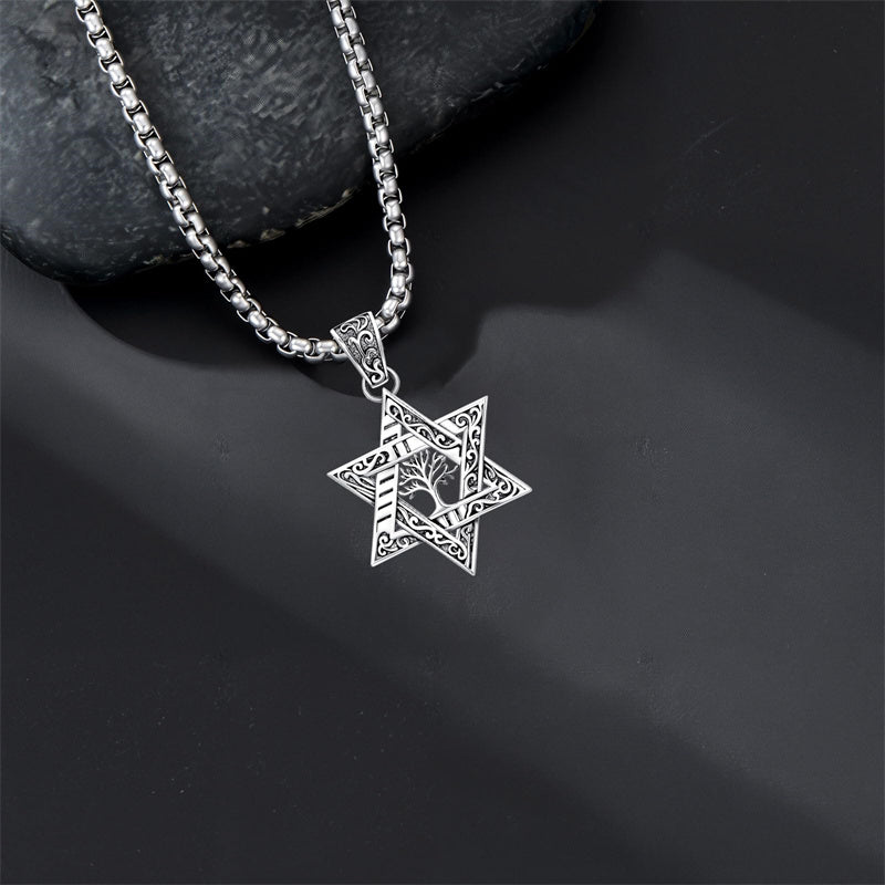 Sterling Silver Star of David Chai Cross Evil Eye Lion of Judah Menorah Tree of Life Protection Pendant Necklace