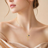 14K Gold Plated  Birthstone  Cross Butterfly Necklace for Women