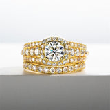 Sterling Silver Main Stone 1CT All Moissanite Wedding Rings Bridal Set for Women