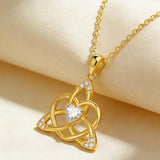 14K Gold Plated Celtic Knot Pendant Necklace Irish Jewelry Gift for Her