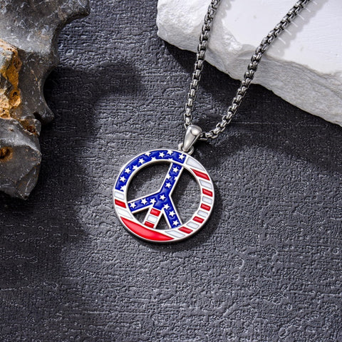 Sterling Silver Peace Sign Coexist Peace Symbol Pirate Tree of Life Thor's Hammer Wolf Raven Viking Series Necklace
